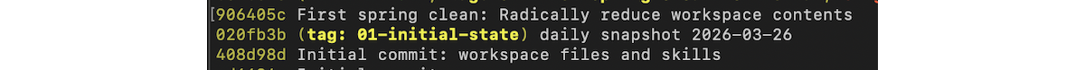 git log with tags as savepoints